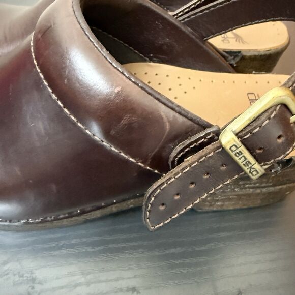 Dansko Clogs Slingback Brown Leather Womens Size US 7.5 / 8 EU 38 - Picture 10 of 16